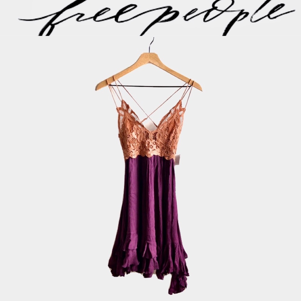🔖 XS FREE PEOPLE Adella Slip Dress Boho Lace